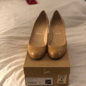 Louboutin camel pumps 2 inch heel
